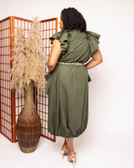 Sage Luxe Balloon Dress