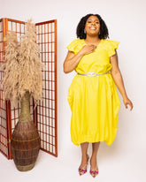 Golden Radiance Balloon Dress