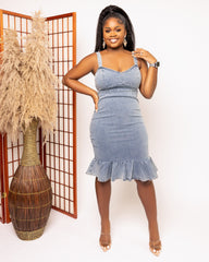 Denim Charm Ruffle Dress