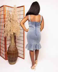 Denim Charm Ruffle Dress