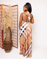 Plaid Luxe Halter Maxi Dress