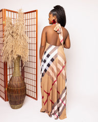 Plaid Luxe Halter Maxi Dress