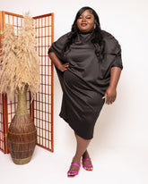 Ebony Luxe Cape Dress