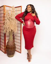 Crimson Power Midi Dress
