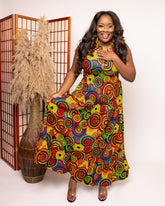 Vibrant Spiral Maxi Dress
