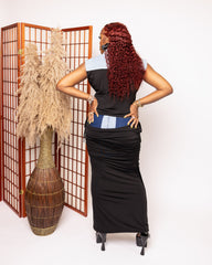 Denim & Black Skirt Set