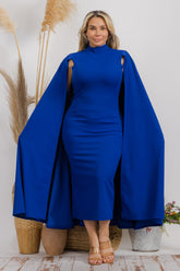 Royal Blue Cape Midi Dress