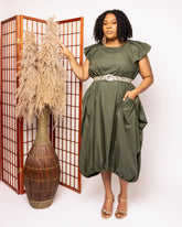 Sage Luxe Balloon Dress