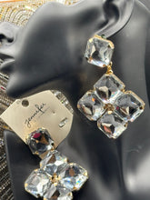 Gold & Crystal Quadrant Earrings (Clip-ons)