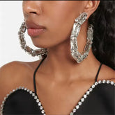 Glamorous Oversized Crystal Hoop Earrings