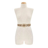 Oval Gemstone Snake Belt - Beige